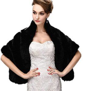 Women's Faux Fur Wrap Cape Stole Shawl Shrug